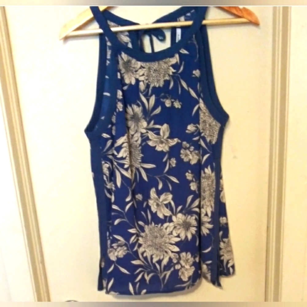 Collective Concepts Floral Tie-Neck Back Halter Blouse Size Large NWOT